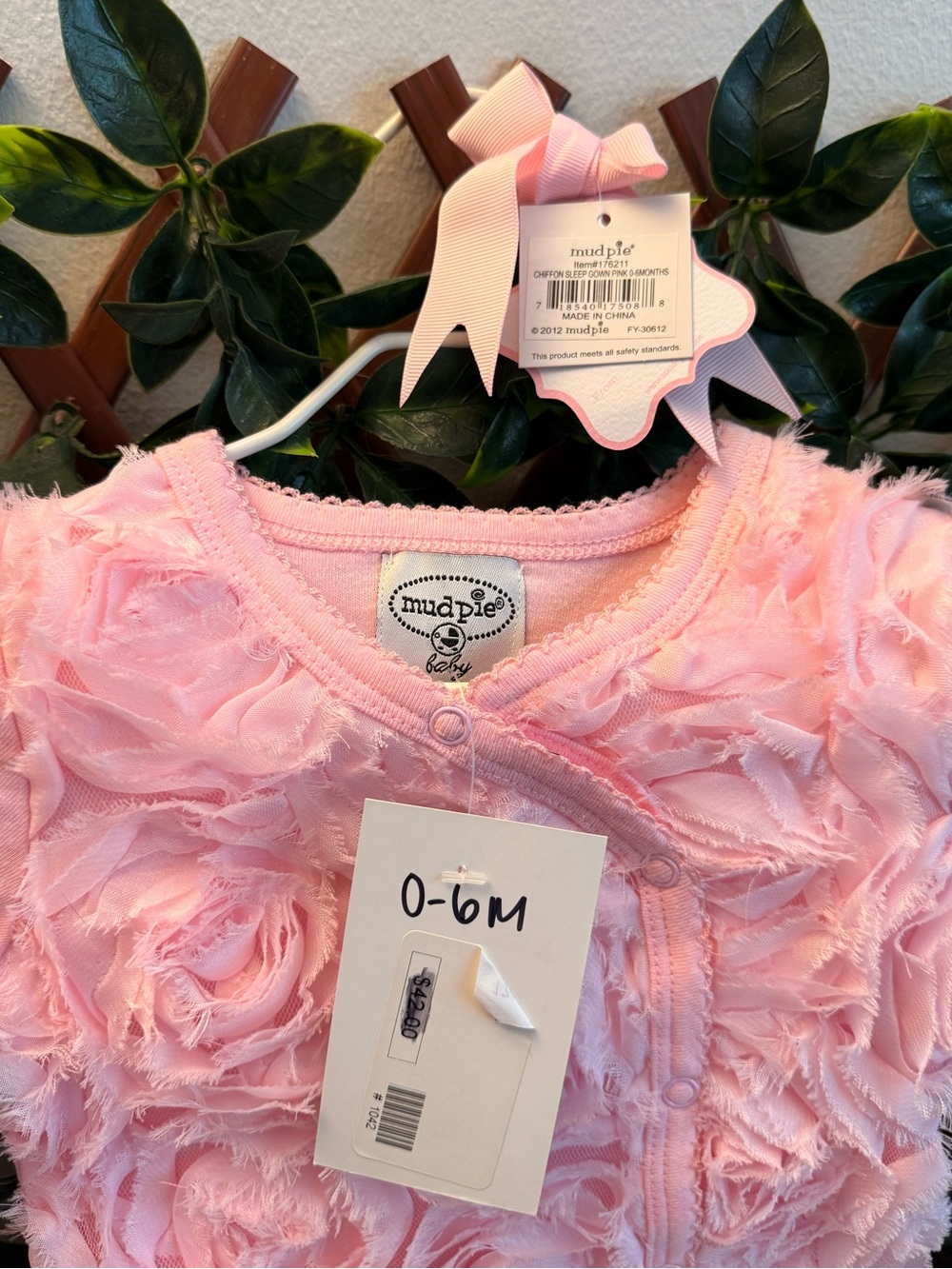 Mud Pie Pink Rosette Ruffle Baby Gown - Picture 5 of 8